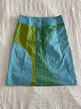 Blue Green Colorblock Mod Retro Skirt